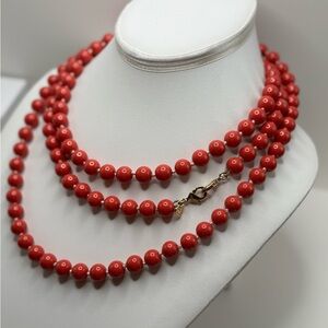 Stella and Dot Coral Strand Glass Beaded necklace